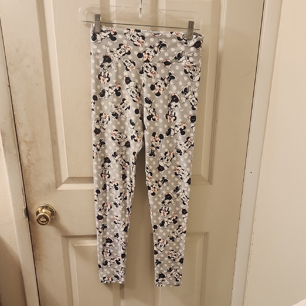 LuLaRoe Gray Minnie Mouse Leggings One Size